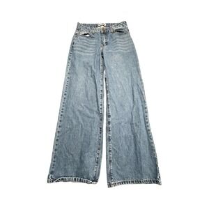 Disclosure‎ Jeans Womens 5/27 Blue Heart Leopard Wide Leg Flare High Rise Denim